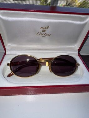 Cartier Gold Frame Sunglasses with Dark Purple Lenses